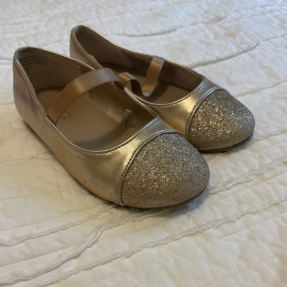 Toddler girls metallic glitter ballet flats